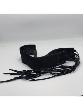 Ellen Tracy Black Suede Corset Waist Wrap Belt